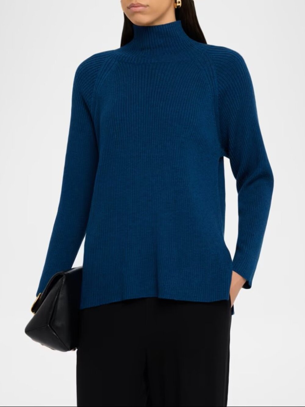 Eileen Fisher $318 Ribbed Merino Wool Turtleneck Sweater Atlantis Sz 1X NWT!